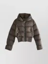 Rick Owens Puffer Jacket With Hood And Ribbed Hem In Brown