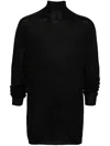 RICK OWENS BLACK ROLL-NECK WOOL SWEATER