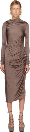 Rick Owens Purple Concordians Svita Ls Midi Dress In Brown