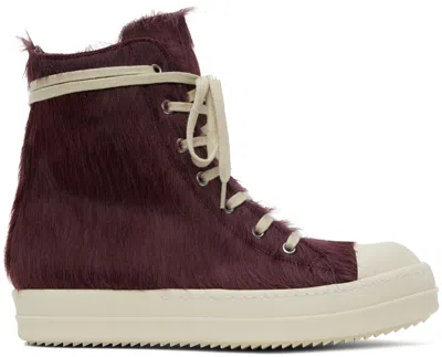 Rick Owens Purple Fur Trainers In 3311 Amethyst/milk/m