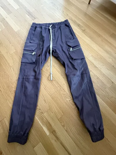 Pre-owned Rick Owens Purple Luxor Leather Mastodon Pants Size 48