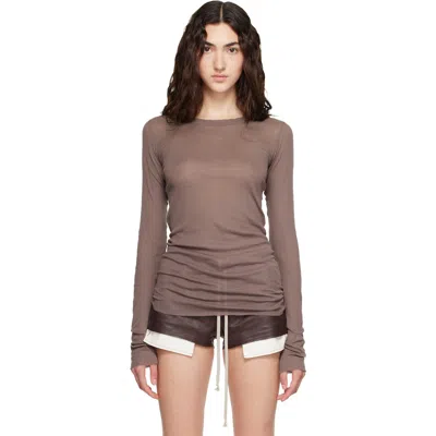 Rick Owens Purple Tower Rib Ls T-shirt In Neutral