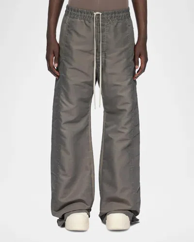 Rick Owens Pusher Snap-side Wide-leg Track Pants In Gray