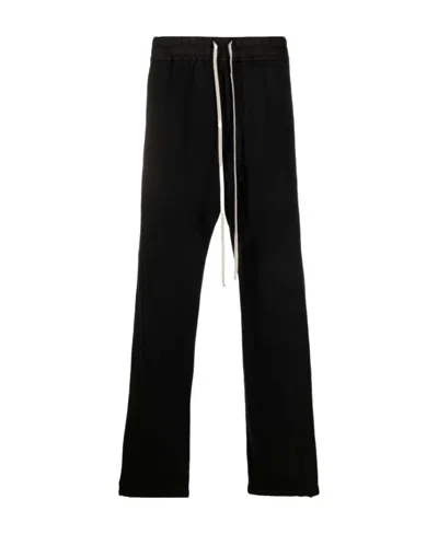 Rick Owens Dietrich Wide-leg Brushed Cotton-twill Drawstring Trousers In Black
