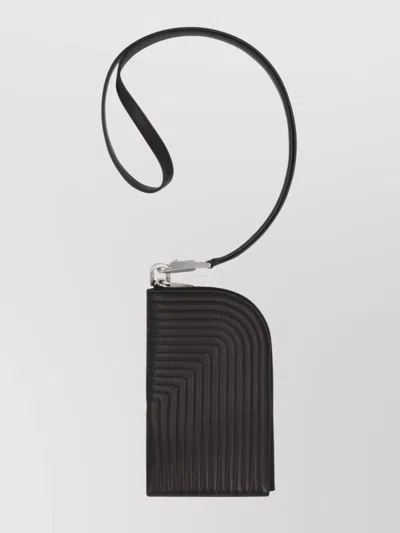 Rick Owens Quilted Calf Leather Wallet With Removable Strap In Black