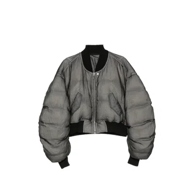Rick Owens Quilted Cropped Jacket In Grey