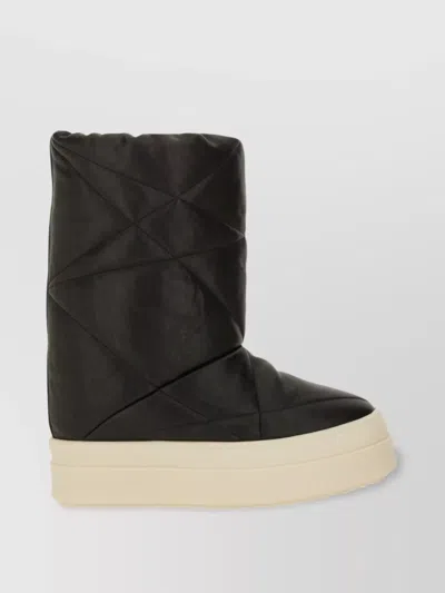 RICK OWENS QUILTED PLATFORM BOOTS ROUND TOE