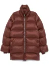 Rick Owens Quilted Red Nylon Puffer Coat In Brown