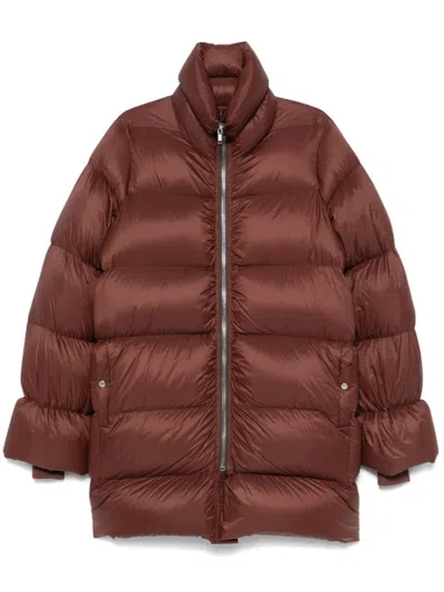 RICK OWENS RICK OWENS QUILTED RED NYLON PUFFER COAT