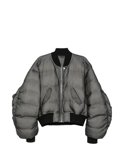 Rick Owens Quilted Ripstop Bomber Jacket In Gray