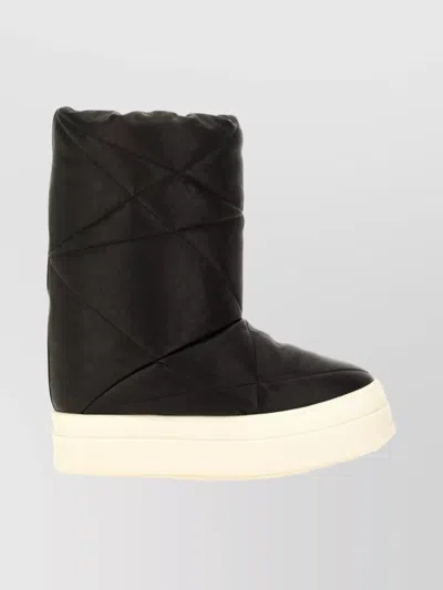 RICK OWENS QUILTED ROUND TOE PLATFORM BOOTS