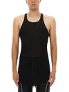 Rick Owens Racerback Cotton Top With Modern Silhouette In Black