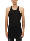 Rick Owens Racerback Cotton Top With Modern Silhouette In Black