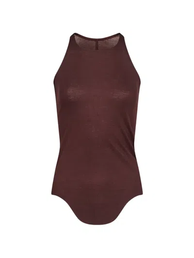 Rick Owens Racerback Curved-hem Tank Top In Brown