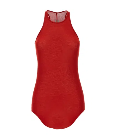 Rick Owens Racerback Fine-ribbed Tank Top In Red