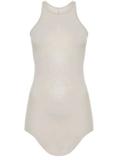 Rick Owens Racerback Ribbed Tank Top In Grey