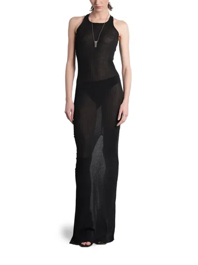 Rick Owens Racer-back Semi-sheer Dress In Black