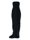 Rick Owens Luminosity Draped Pleated Mesh Gown In Black