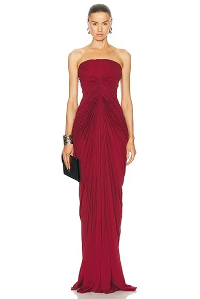 Rick Owens Womens Cherry Radiance Ruched Slim-fit Cotton Maxi Dress In Red