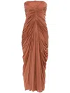 Rick Owens Orange Radiance Bustier Midi Dress In Brown