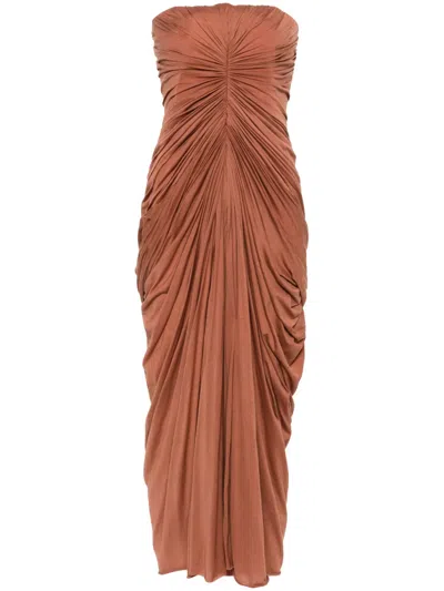 Rick Owens Orange Radiance Bustier Midi Dress In 53 Clay