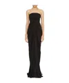 Rick Owens Radiance Ruched Cotton Gown In Black