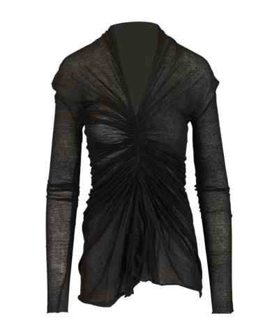 Rick Owens Radiance Ruched Long-sleeve Top In Black
