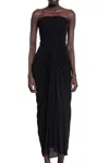 Rick Owens Radiance Strapless Draped Cotton-jersey Gown In Black
