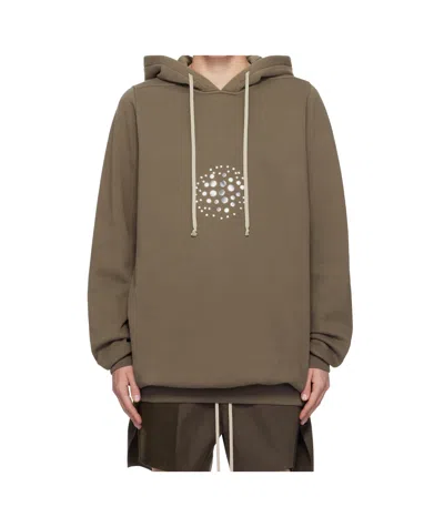 Rick Owens Raised-detail Hoodie In Brown