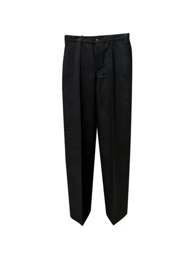 Rick Owens Ramie And Cotton Trousers With Side And Back Pockets In Black