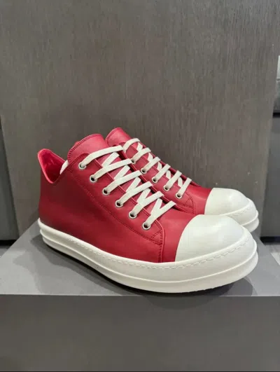 Pre-owned Rick Owens Ramone Cardinal Red Low Shoes