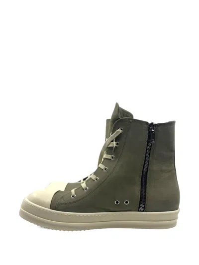 Rick Owens Ramone Leather Sneakers In Green
