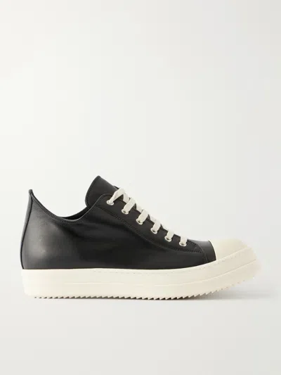 Rick Owens Ramones Full-grain Leather And Rubber Sneakers In Black