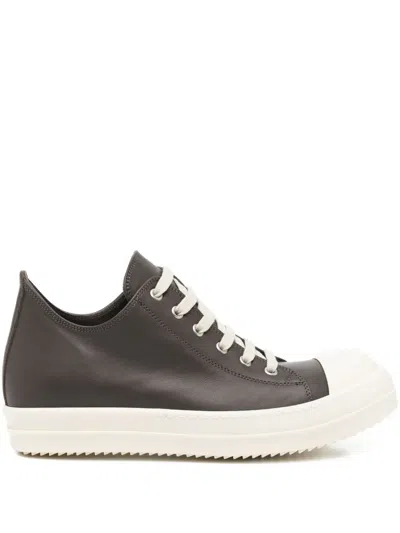 Rick Owens Ramones Leather Trainers In Brown