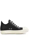 Rick Owens Leather Low Top Ramones Black Sneakers In Black