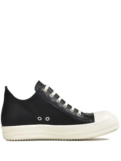 Rick Owens Leather Low Top Ramones Black Sneakers