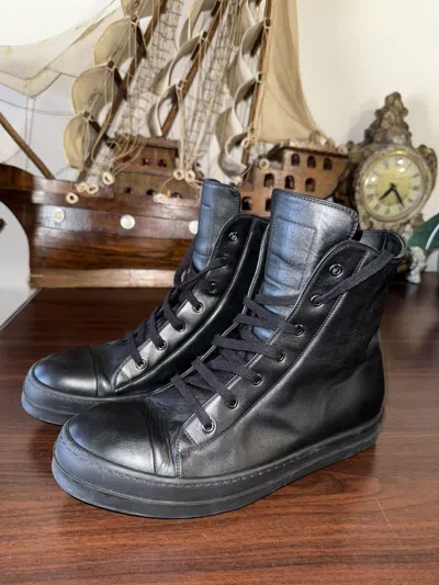 Pre-owned Rick Owens Ramones Triple Black Ss20 Tecuatl Shoes
