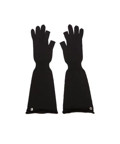Rick Owens Rasato Knitted Gloves In Blue