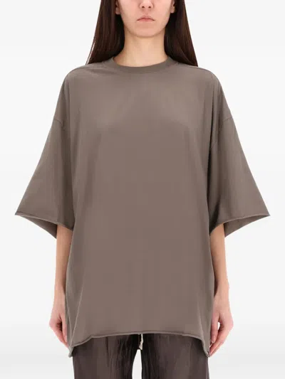 Rick Owens Taupe Tommy-t Oversized Boxy Cotton T-shirt In Brown