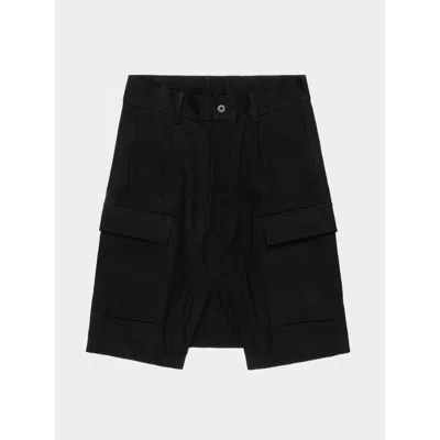 Pre-owned Rick Owens Raw Denim Cargo Pod Shorts In Black