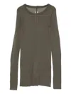 Rick Owens Raw-edge Long-sleeve T-shirt In Green