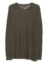 Rick Owens Raw-edge Long-sleeve T-shirt In Green