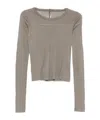 Rick Owens Raw-edge Long-sleeve Top In Gray