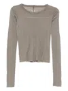 Rick Owens Raw-edge Long-sleeve Top In Gray
