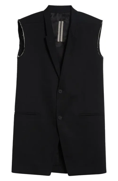 Rick Owens Raw Edge Wool Vest In Black