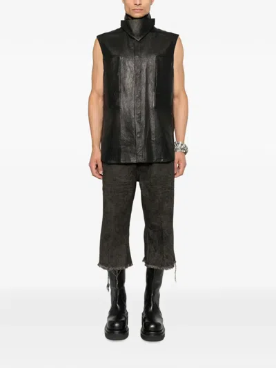 Rick Owens Raw-cut Cropped Jeans In Black