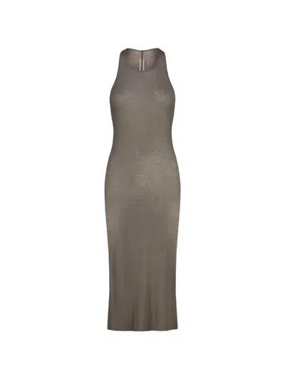 Rick Owens Raw-cut Maxi Dress In Gray