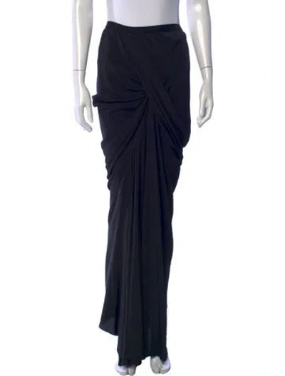 Pre-owned Rick Owens Raw-edge Trim Long Skirt In Black