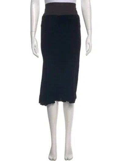 Pre-owned Rick Owens Raw-edge Trim Midi Length Skirt In Black
