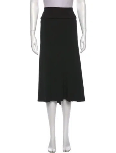 Pre-owned Rick Owens Raw-edge Trim Midi Length Skirt In Black